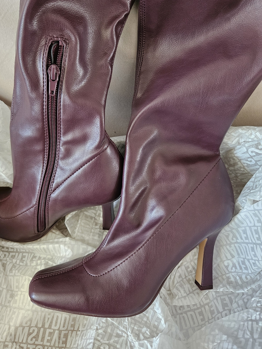Steve Madden Burgundy Over-the-Knee Thigh High Stiletto Boot OTK - Picture 2 of 14
